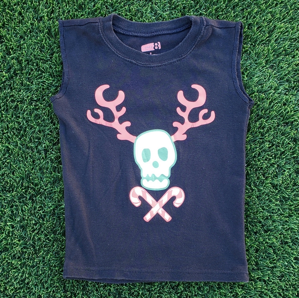 ♡Toddler Christmas skull, antlers & candy canes t-shirt